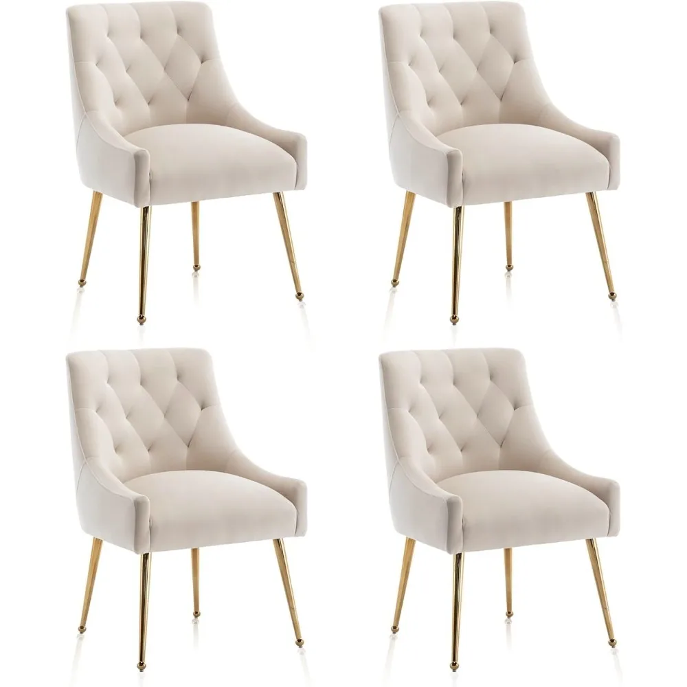 

Dining Chairs Velvet Set of 4, Gold Leg Side Chair Vanity Chair Mid Century Dining Room Chair Modern Accent Chairs for Living Ro