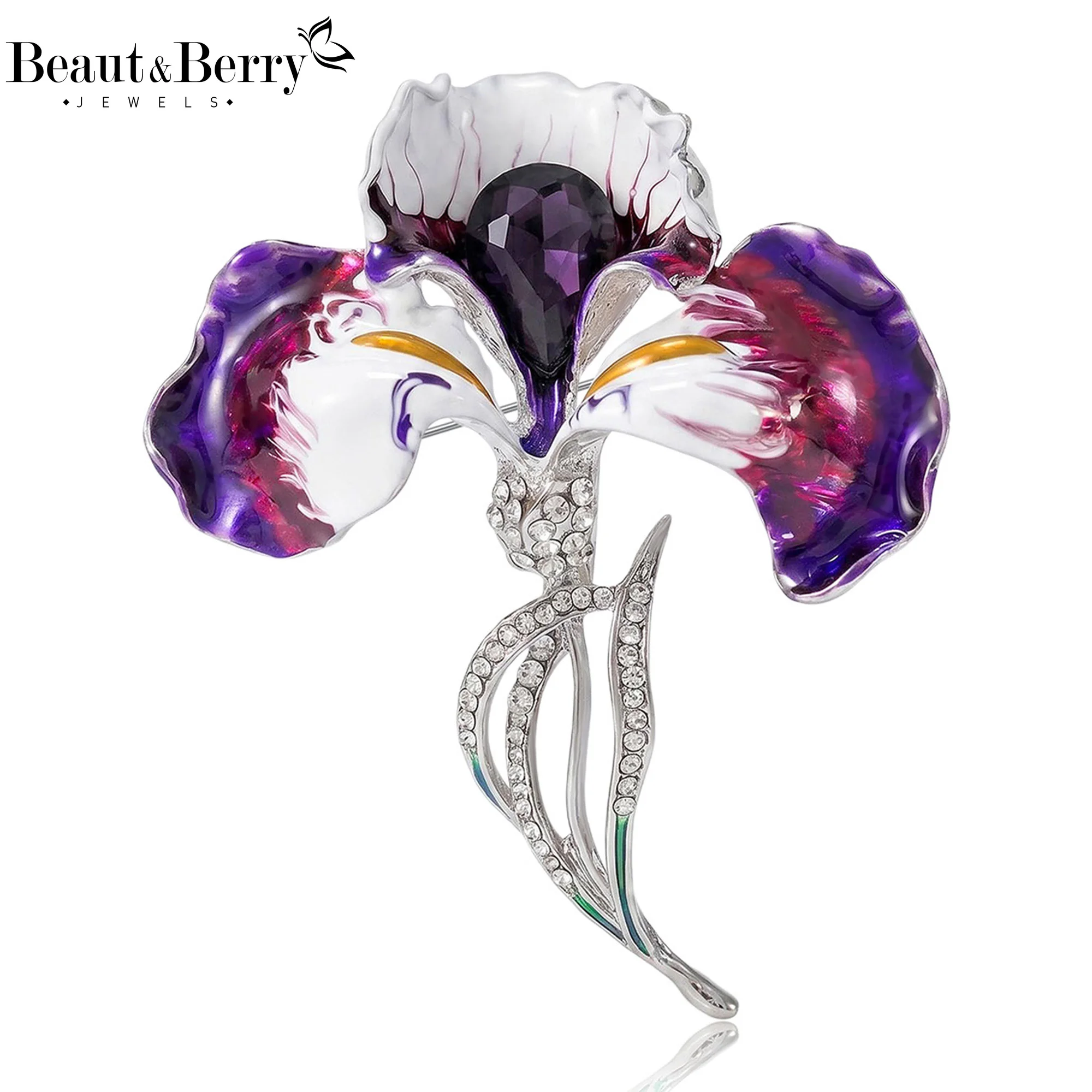 

Beaut&Berry Luxury Enamel Phalaenopsis Orchid Brooches for Women Unisex Plant Pins Casual Party Jewelry Accessories Gifts