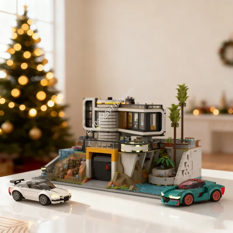 

3700pcs MOC Tony Stark Modular Mansion Mod w Model Building blocks Assemble creative idea Christmas gift Education toy Brick