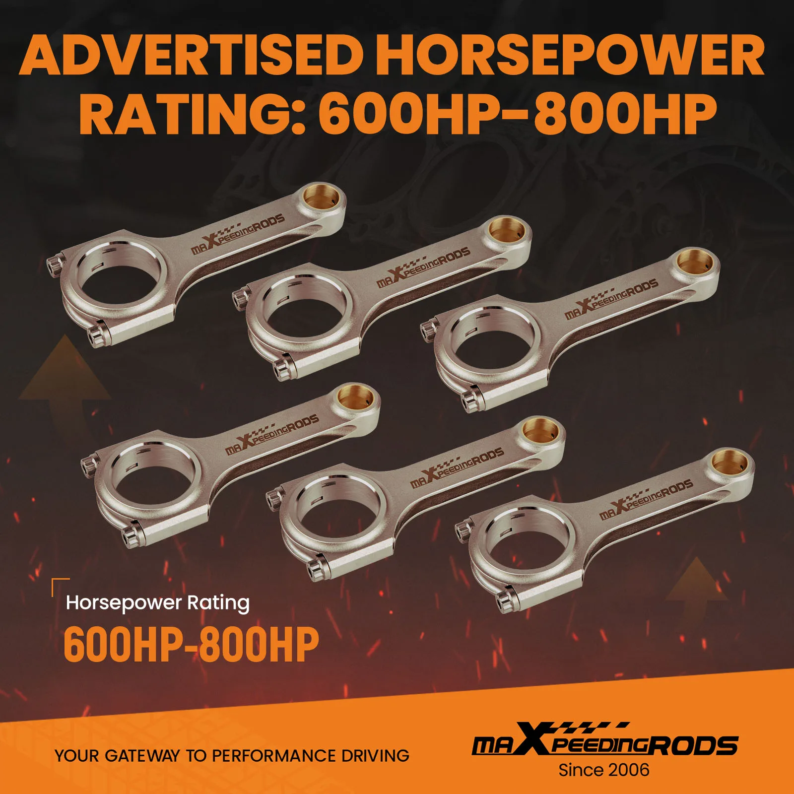 6x Durable H-Beam Connecting Rods for Audi B5 S4 quattro 2.7T 154mm ARP2000 TUV