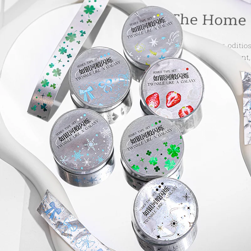 Mr. Paper 2Style 3Rolls/bag like the Milky Way shimmering series aluminum foil paper tape DIY handbook material background decor