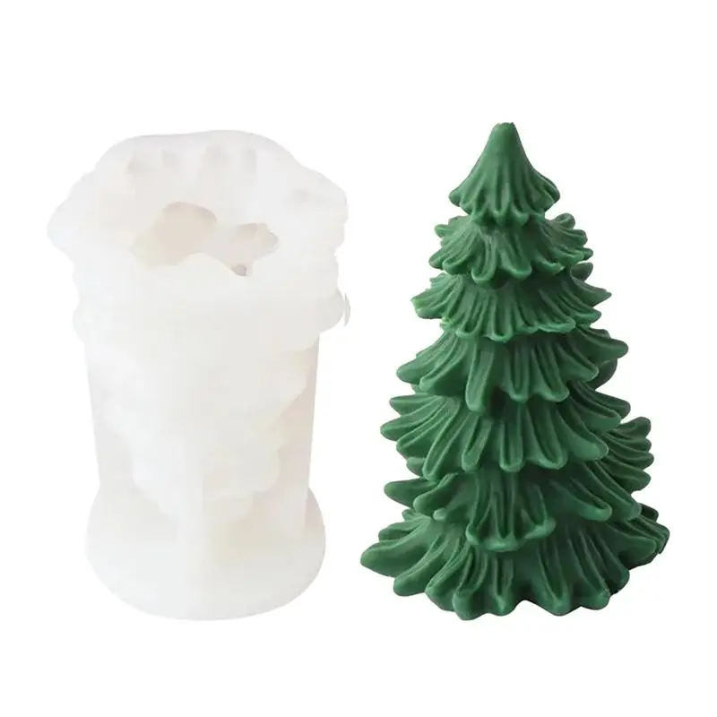 

Christmas Tree Candle Mold 3D Tree Shaped Candle Craft Mold Silicone Handicraft Mold Resin Making Molds For Candle Soap Making