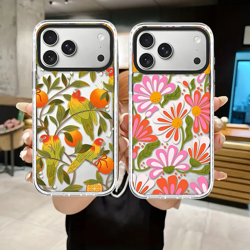 

Colorful Flowers Painting Impact White Border Magnetic Phone Cover for IPhone 12 13 14 15 16 17 Pro Max Case for IPhone 17 Air