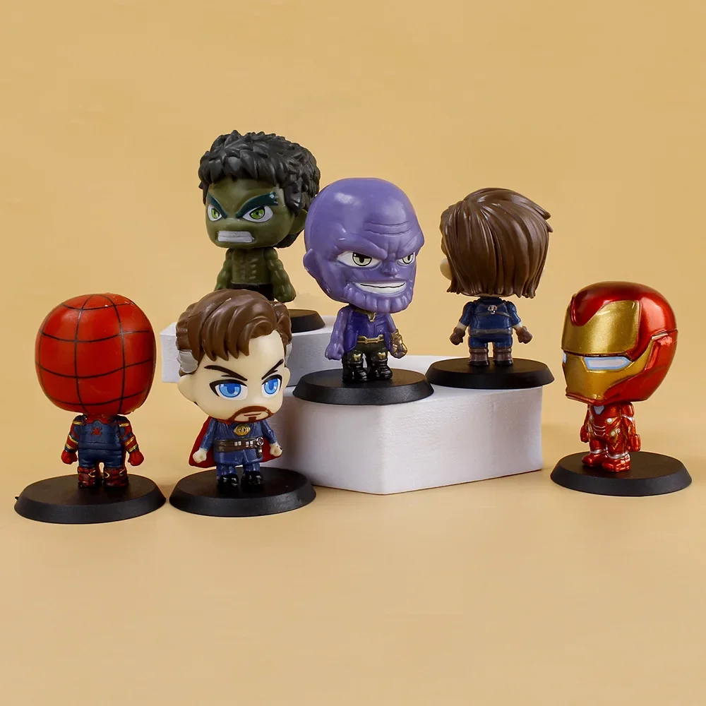 Cartoon Anime Figure Sets Car Avengers Iron Man Hulk SpiderMan Captain America Model Toys Cake Ornaments Accessorie Crafts Decor