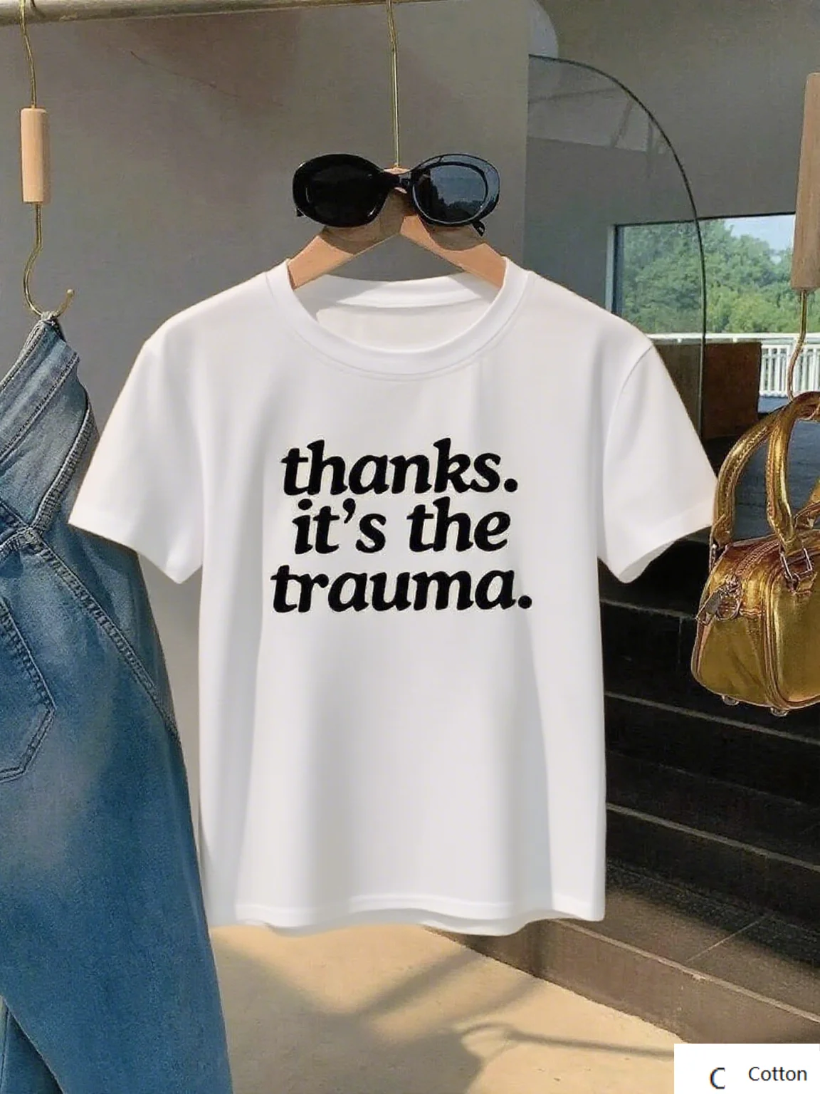 قطن عالي الجودة مع "شكرًا فكاهيًا. إنه الصدمة." طباعة ارفع أسلوبك أثناء مشاركة تي شيرت اضحك S-4XL