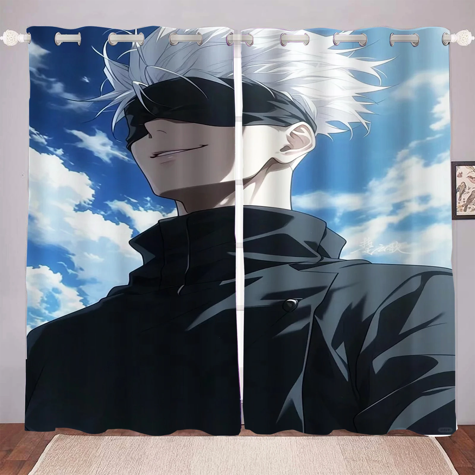 Jujutsu Kaisen Japan Famous Gojo Satoru Living Room Blackout Cartoon Curtains, Animated Curtains, Customisable Bedroom Premium