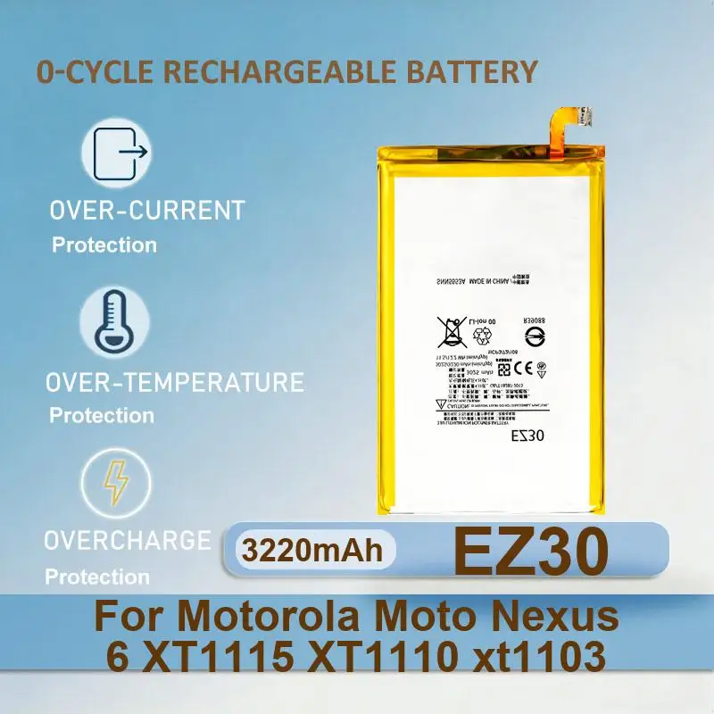 Batería de teléfono móvil EZ30 para Motorola Nexus 6, para Google XT1115 XT1110 xt1103 nexus6, capacidad real de 3220mAh
