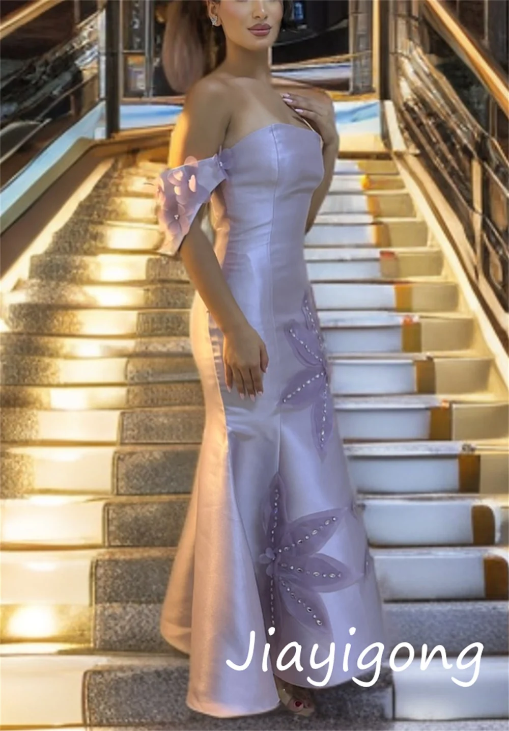 Abiti lunghi personalizzati con paillettes Charmeuse di alta qualità con pieghe a tromba e spalle scoperte Occasioni su misura Sparkle
