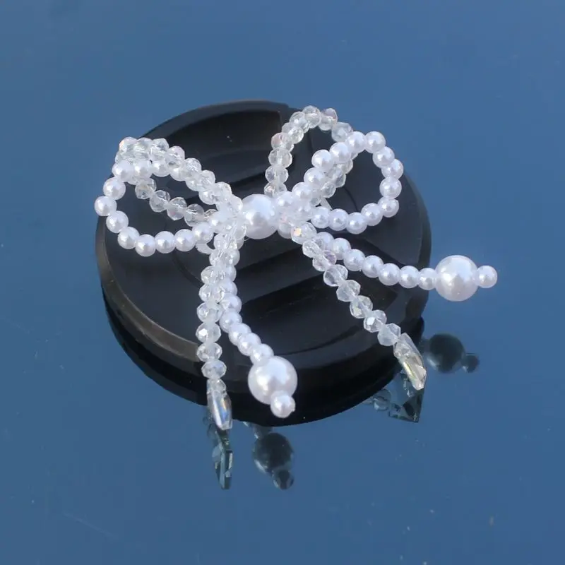 1 Piece 5*6cm Bow-knot Imitation Pearl Earrings Pendant Jewellery Accessories Handmade Beads DIY Decoration