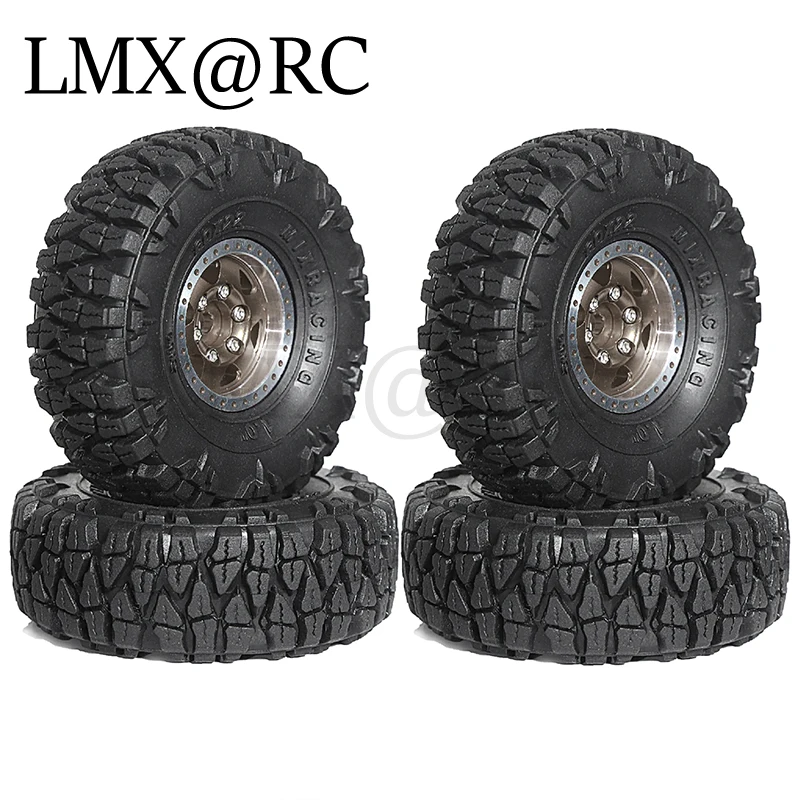 4pcs 60mm 1.0" Metal Beadlock Wheel Tire Set For 1/18 1/24 RC Crawler Car TRX4M SCX24 AX24 FCX24 Upgrade Parts Accessories