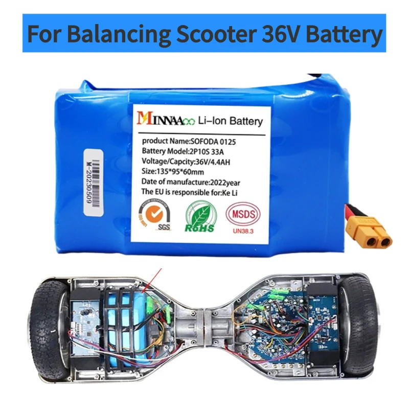 Batteria agli ioni di litio sostitutiva 10 s2p 36V per monociclo HoverBoard Scooter elettrico autobilanciato con capacità 4.4ah/7Ah/12Ah