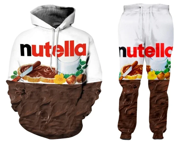 New Men/Womens Nutella Food Funny 3D Print Fashion Tracksuits Crewneck hoodie Hip Hop Sweatshirt and Pants + Hoodies TZ05