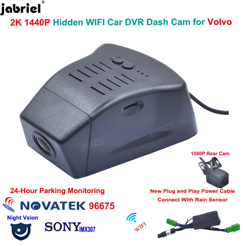 

Jabriel New 2K Wifi Car DVR Dash Cam Dual Camera 1440P Video Recorder EDR 24H for Volvo XC90 B5 for Volvo XC90 B6 2022 2023 2024