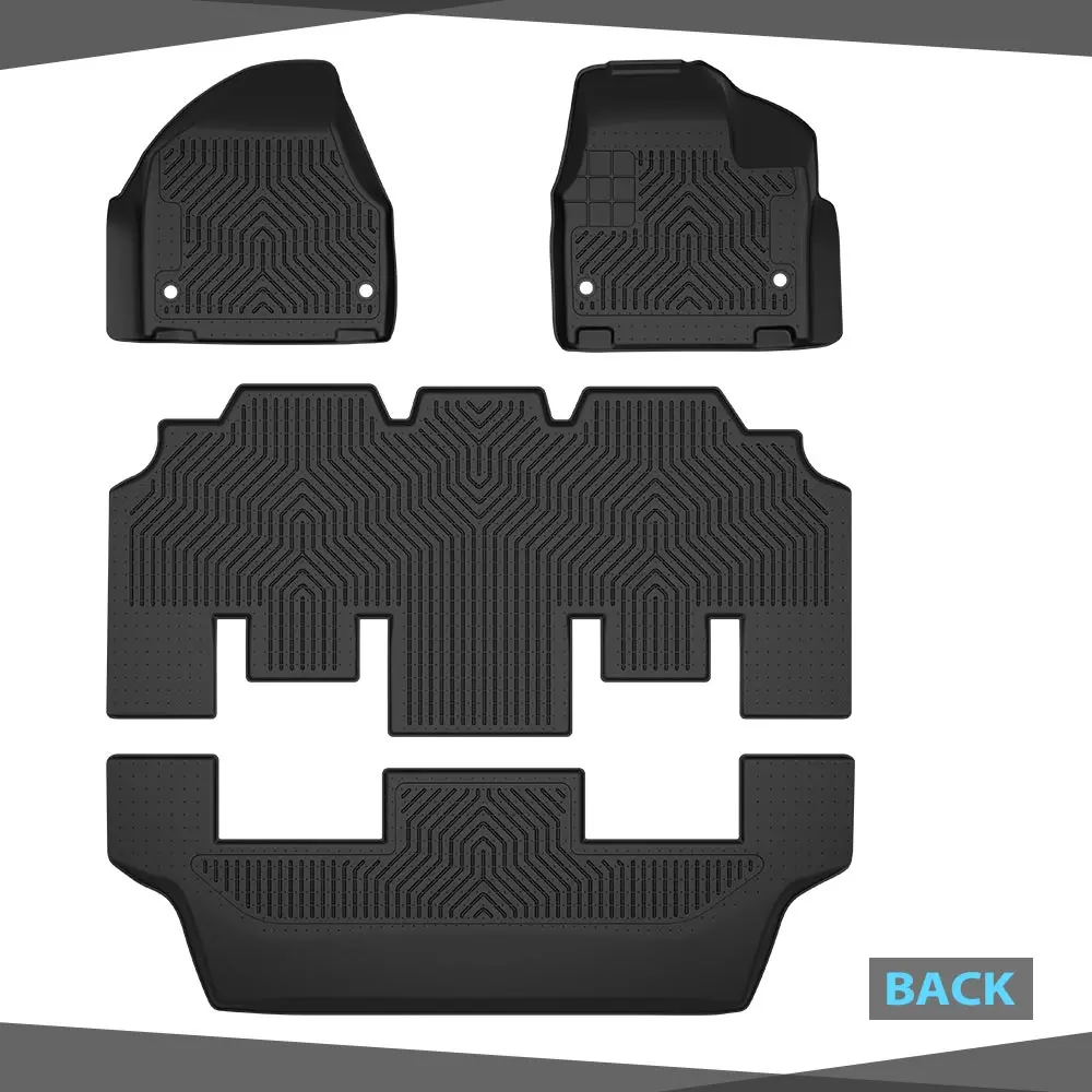سجادات أرضية مناسبة لكرايسلر باسيفيكا 2017-2025 (بدون نماذج هجينة)، تناسب 7 و8 بطانات أرضية TPE موديل الركاب باللون الأسود