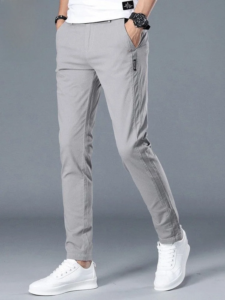 

Light ey Casual Pants Men's Spring New Sle Versatile Slim Fit Long Pants M Model Youthful Vitali Sle Cotton Blend