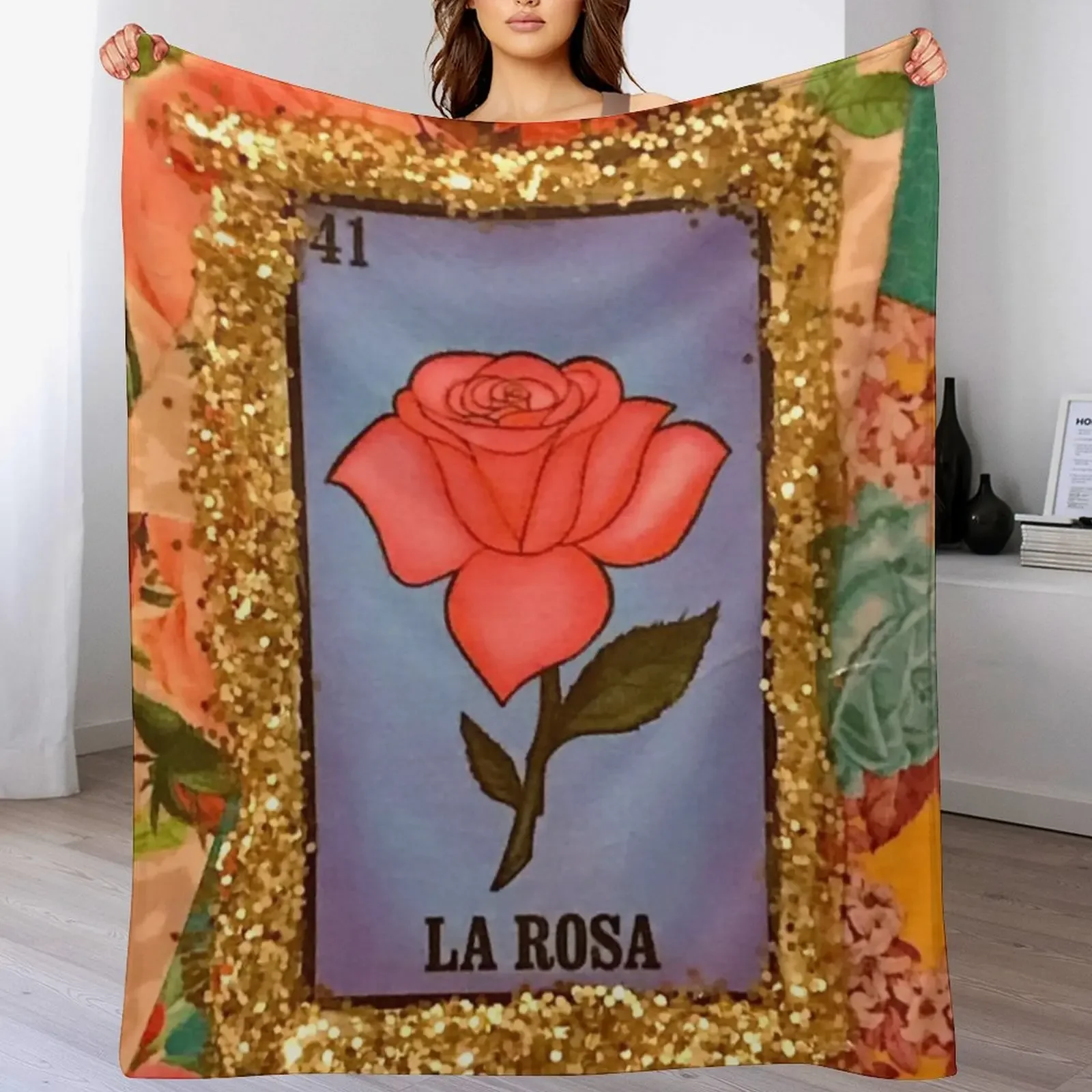 Mexican Bingo La Rosa Throw Blanket Soft Solid Color Blanket for Couch Bed