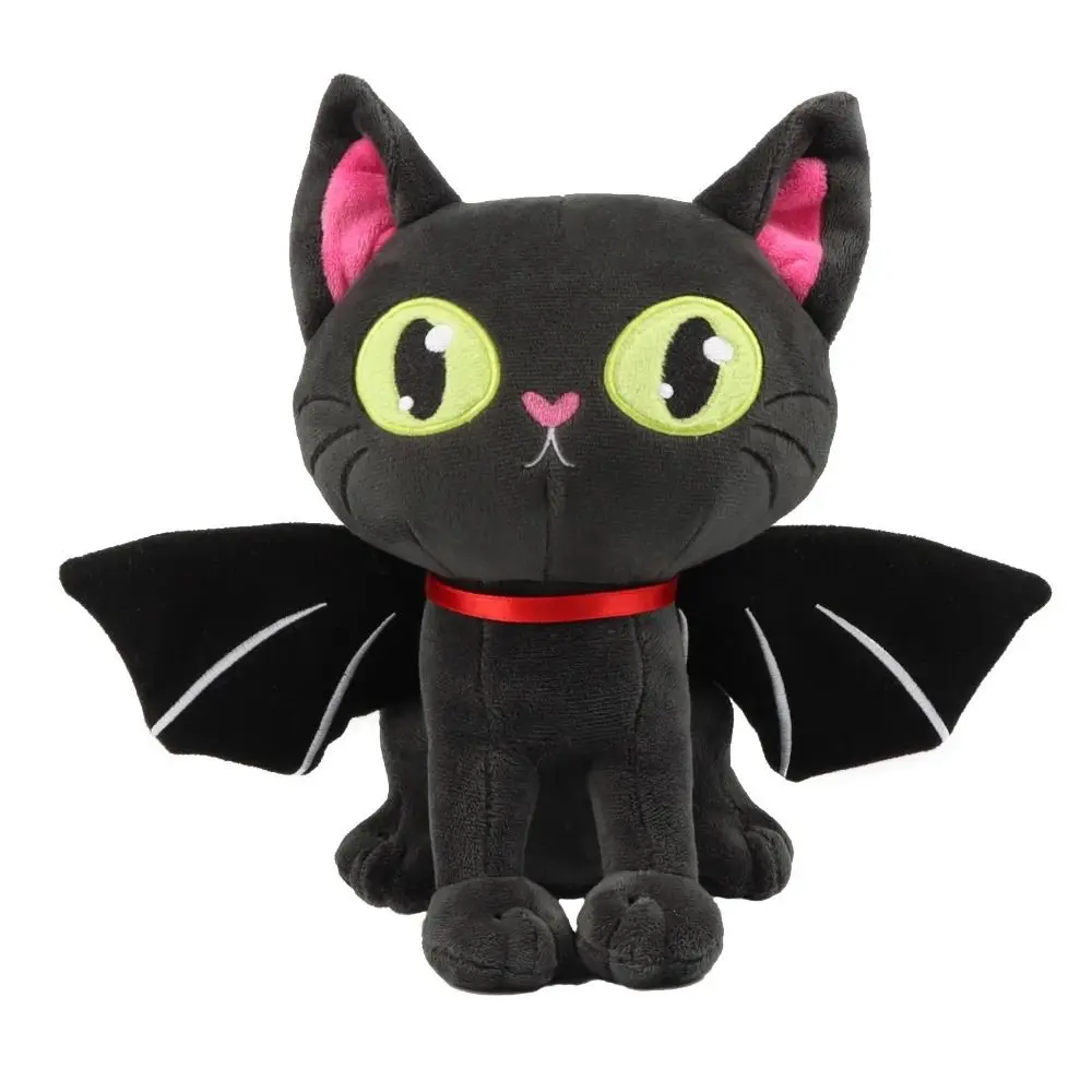 Batcat Halloween Bat Cat Plushies Big Eyes Sitting Posture Cartoon Bat Cat Plush Toy 28cm Funny Halloween Bat Plush Doll