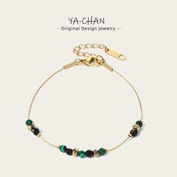 YACHAN Stainless Steel Beaded Chains Splic Bracelet For Women Handmade Beads 18K Gold Plated Chain Bracelets 2023 Trendy Jewelry