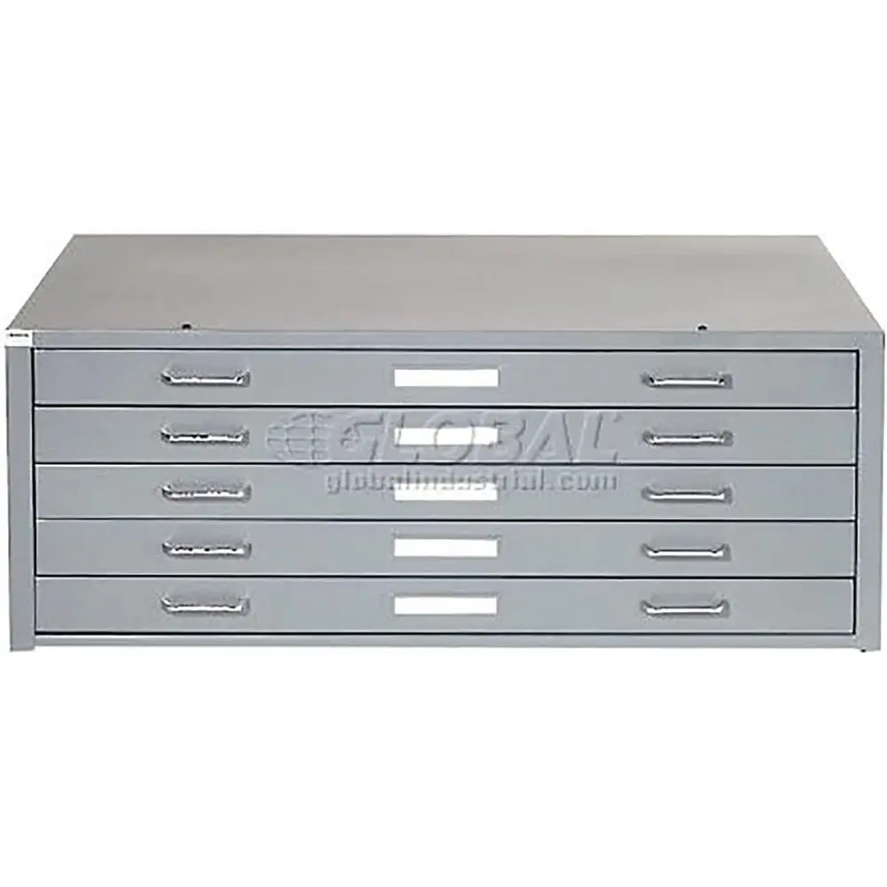 41-Inch Wide Storage Cabinet with 5 Drawers in Gray