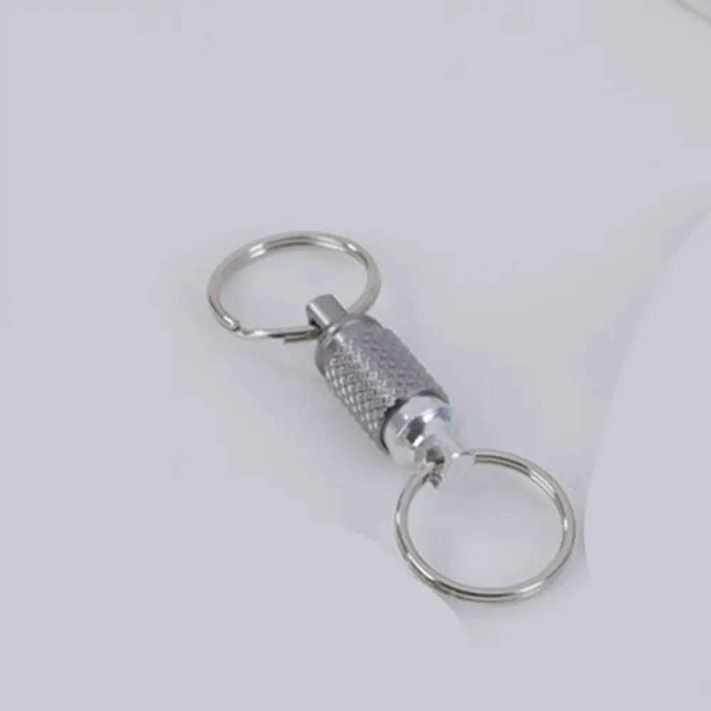 Double Headed Quick Release Keychain 360° Rotation Aluminum Alloy Clip Pull Apart Buckle Retractable Compact