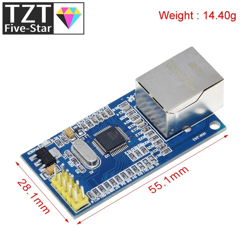 Hardware do módulo de rede Ethernet TZT W5500, TCP IP 51 STM32, programa do microcontrolador sobre W5100, hardware