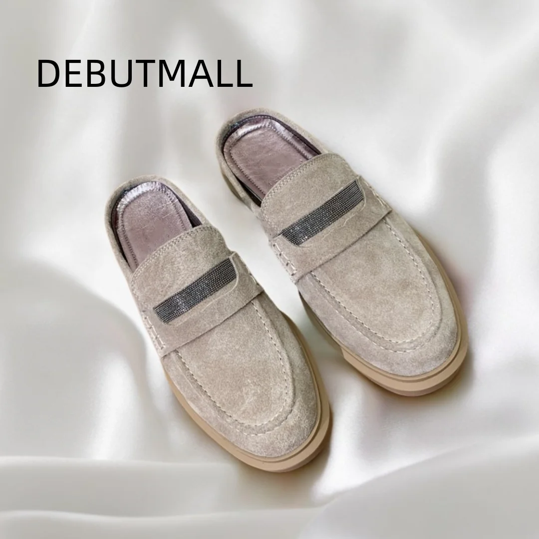 

25 Spring Comfortable and Versatile Retro Fashion One Step Off Women's Niche Daily Wear Casual Flat Bottom Le Fu Dou Dou Shoes