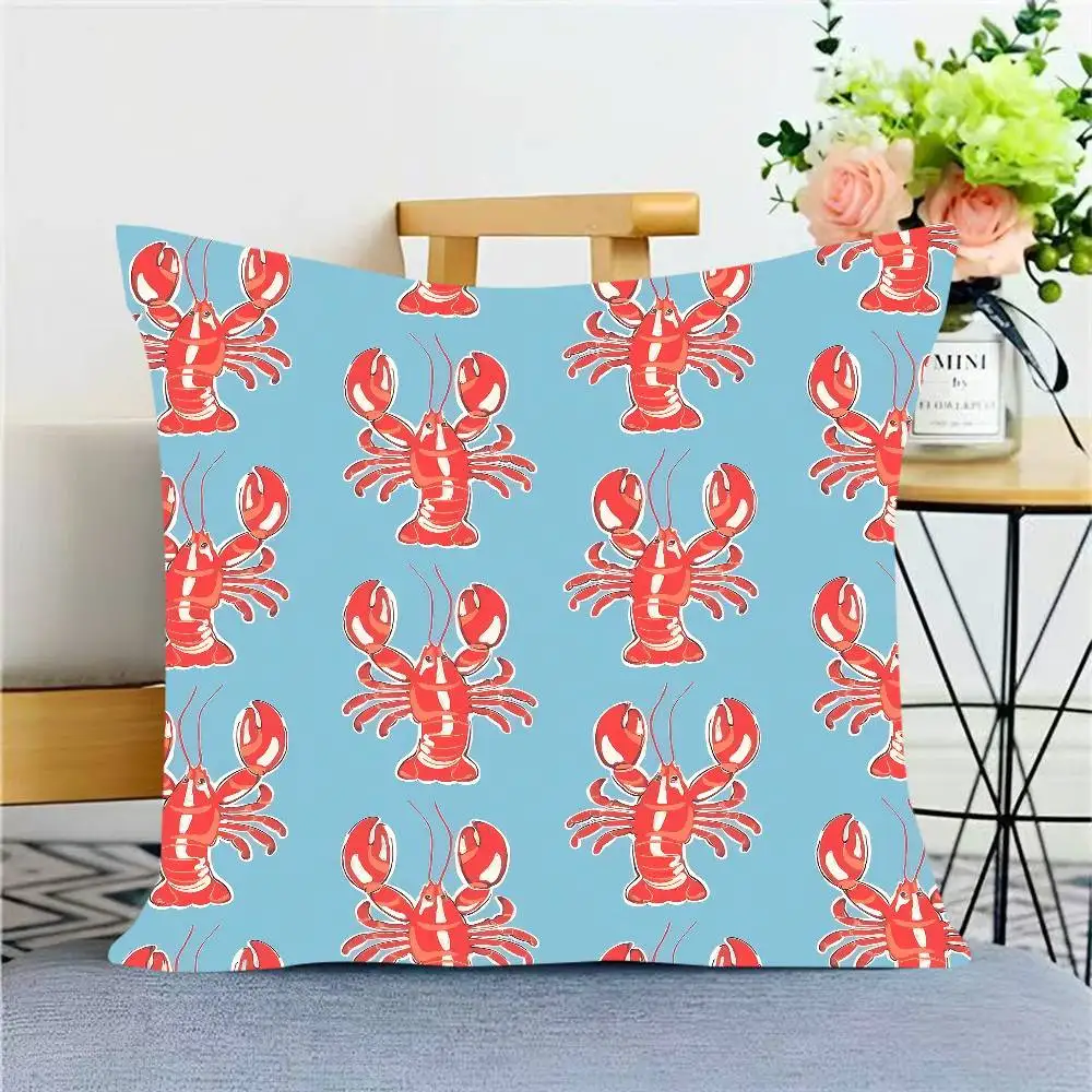 Чехол для подушки с красным узором лобстера, наволочка, декор, наволочка с принтом, чехол для дивана
