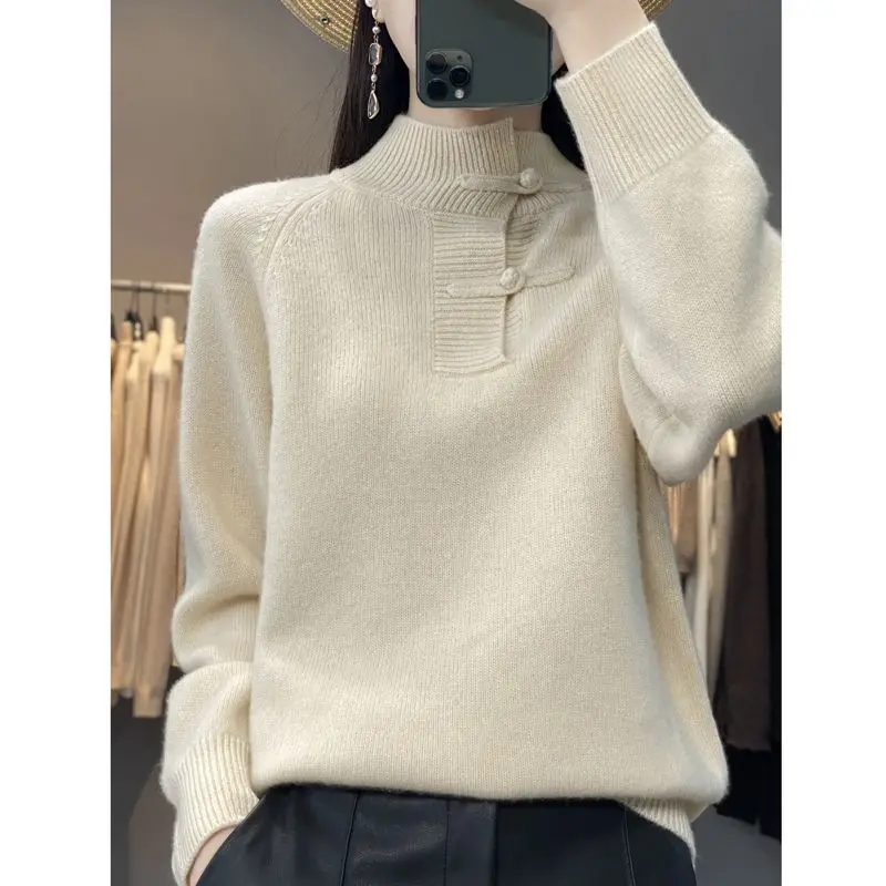 2022 New Autumn Winter Frog Knitting Sweaters High-quality Long Sleeve Loose Thickening All-match Bottoming Shirt Lady Top