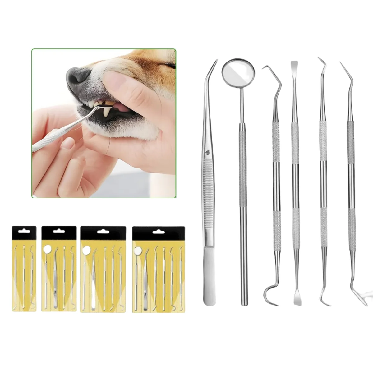 

Инструмент для чистки зубов из нержавеющей стали, инструмент для чистки зубов, инструмент для удаления налета с собаки, отбеливание зубов (упаковка из 3 шт.)