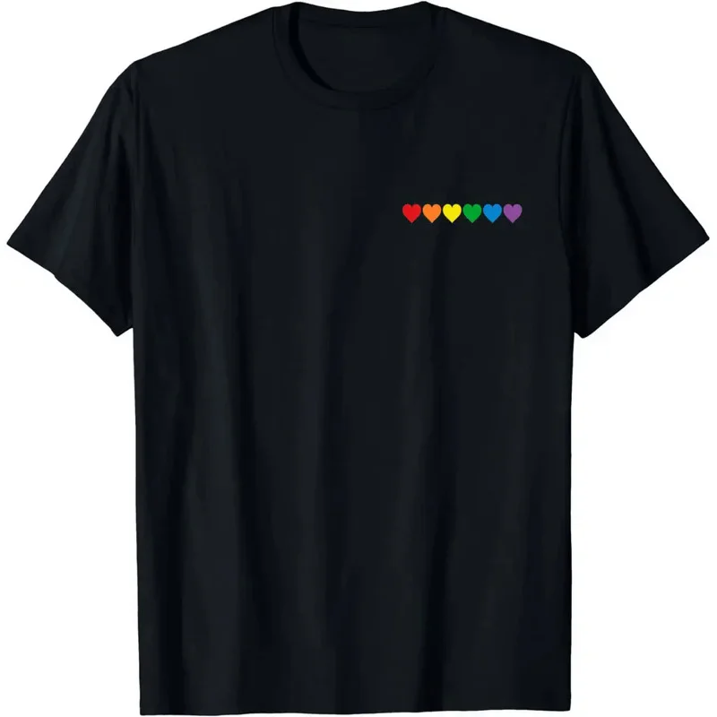 

Heart Pocket LGBT Flag Cute Gay Pride Rainbow GLBT Month T-Shirt Harajuku Graphic Birthday Gift Streetwear men clothing