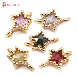 18K Gold Color Brass and Zircon 2 Holes Star Connect Charms Pendants High Quality Diy Jewelry Making Accessories for Women