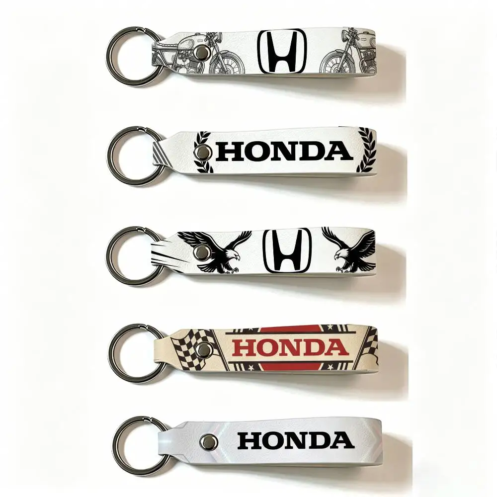 FOR HONDA RACING RIDE PU Leather Keychain Minimalist Key Holder Durable Key Organizer Car Keys Bag Accessories Gift