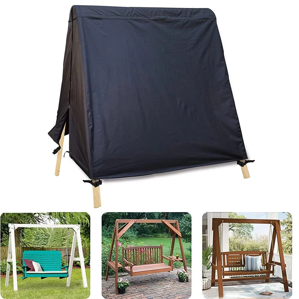 Protective Patio Swing Cover for A Frame 3 Seat Swing 211x124x168cm Weatherproof Fabric with Side Zipper and Secure Fit