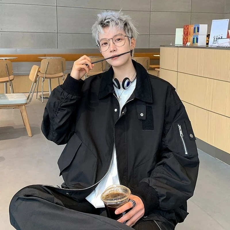 

Осень 2024, новая американская уличная одежда, острая свободная куртка-бомбер с премиальной строчкой, водонепроницаемая уличная куртка для мужчин