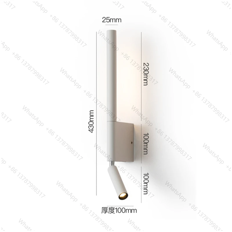 Bedside Wall Lamp 330 Degree Rotation Adjustable Wall Lamp Reading Light with Switch Minimalist Master Bedroom Nordic Hotel Room