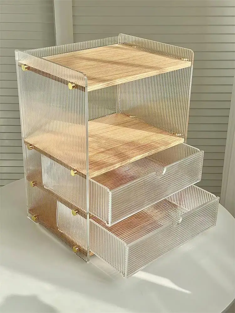 Acrylic cosmetics storage box, tabletop skin care products, perfume shelf, dresser, multi-layer drawer display stand