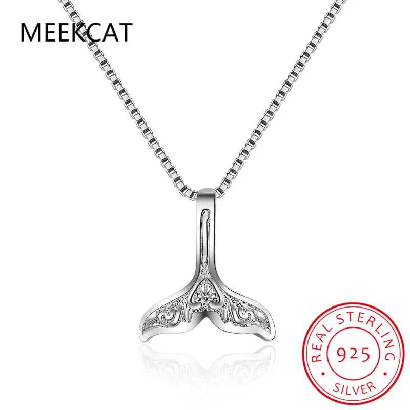 Real Pure 925 Sterling Silver Whale & Dolphin Mermaid Tail Fashion Statement Necklace Handmade Choker collar de plata dz008