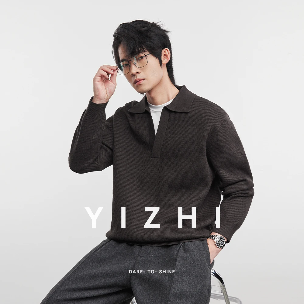 موضة ريترو الرجال وهمية قطعتين بلوزة من الصوف 2025 شتاء جديد التلبيب بلون دافئ طويل الأكمام البلوز العلوي