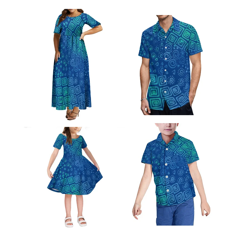 Pacific Island Clothing Custom Summer Family Clothing Polynesian Fashion Women'S Temperament Pompous Dress Casual Shirt