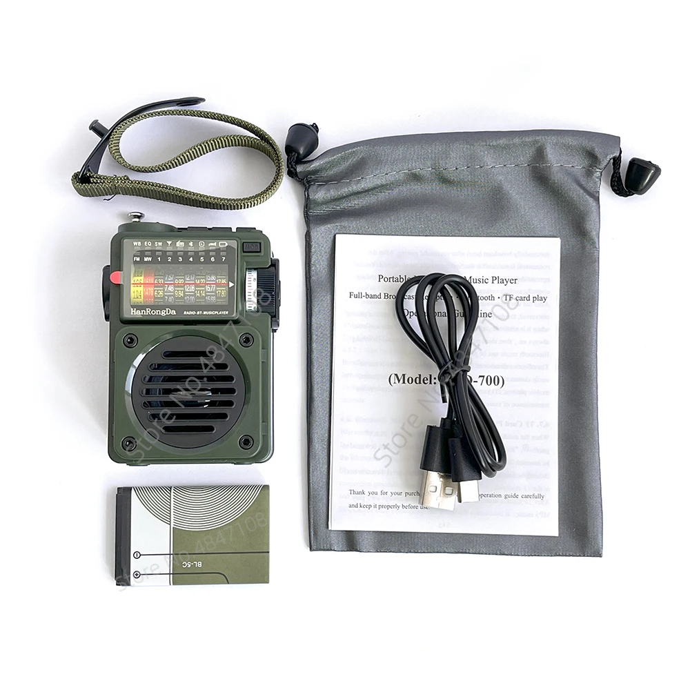 راديو جيب صغير محمول ، FM ، AM ، MW ، SW ، WB ، شريط كامل ، مشغل موسيقى ، دعم بلوتوث ، MP3 ، Spectrumlight ، TF-بطاقة البطارية
