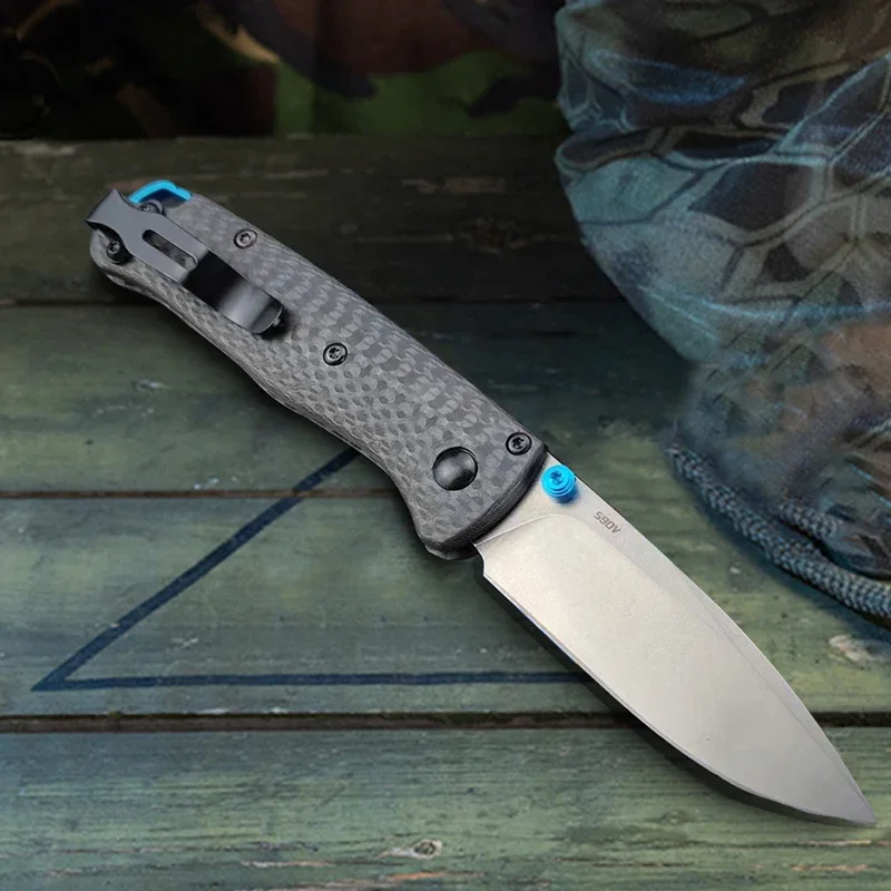 BM 533-3 Folding Knife High Quality S90V Blade Carbon Fiber Handle Outdoor EDC Survival Camping Hunting with Belt Clip Men Gift