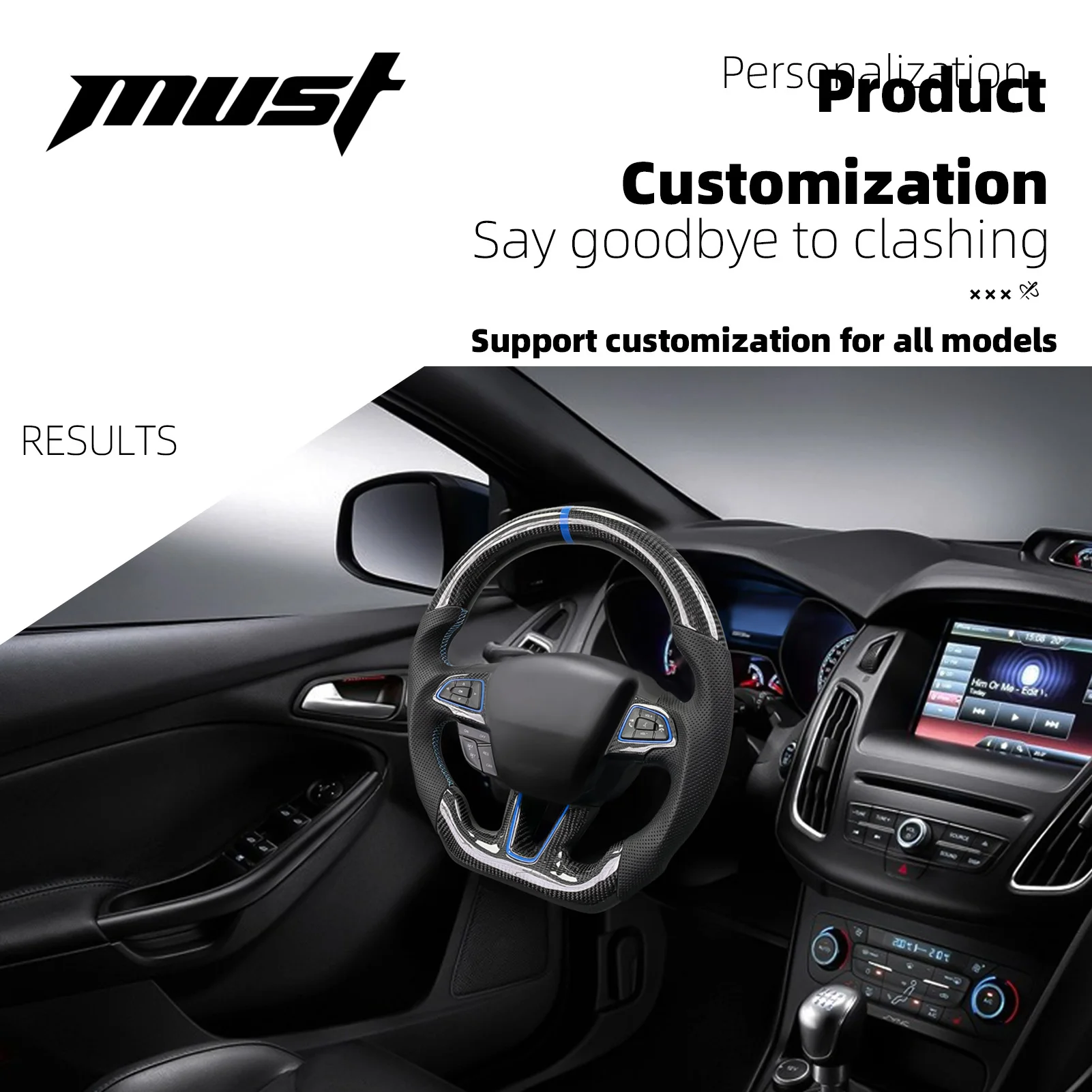 for Ford Focus customized Carbon Fiber Steering Wheel customized fit for RS ST ST-Line 2018 2019 2020 2021Sport