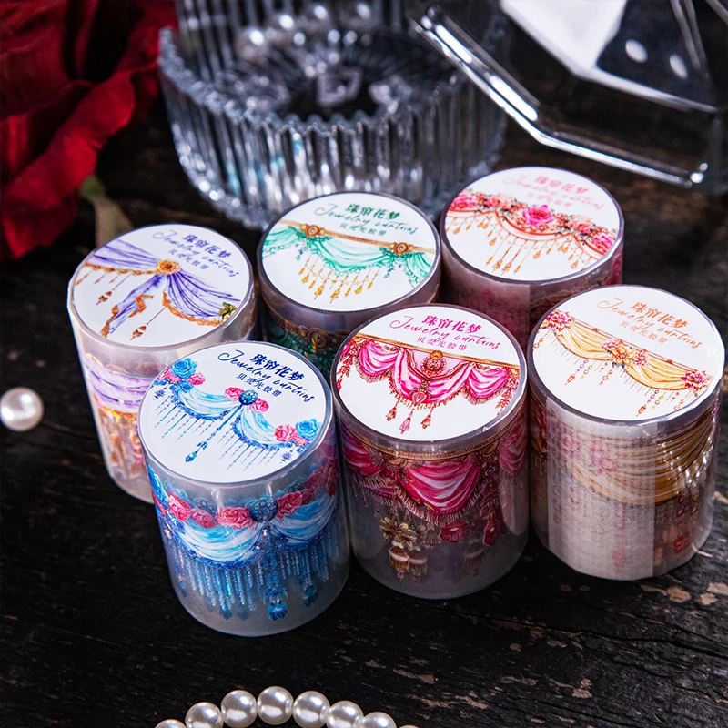 

6packs/LOT Pearl Curtain Flower Dream Series decorative fresh PET tape