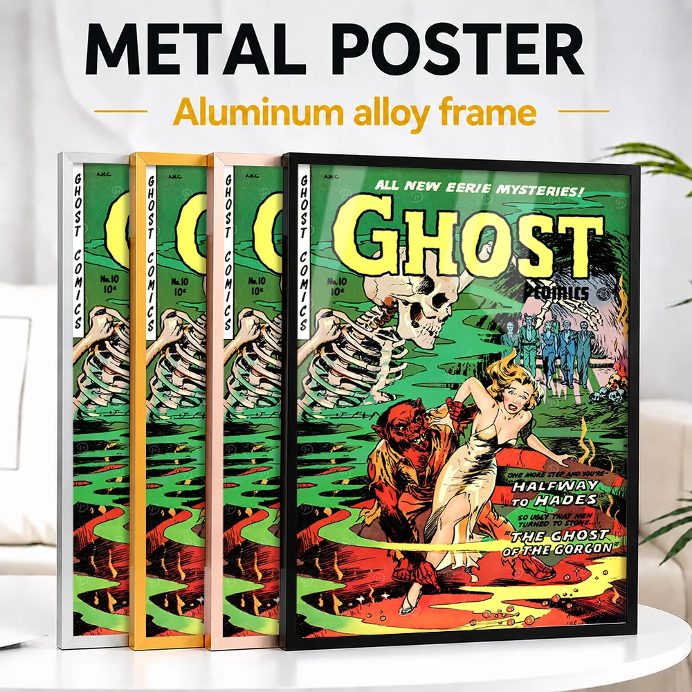 Ghost Comics Number 10 Framed Metal Print Customized Photo Epic Battle Style Wall Art For Reading Nook Premium Collector Gift