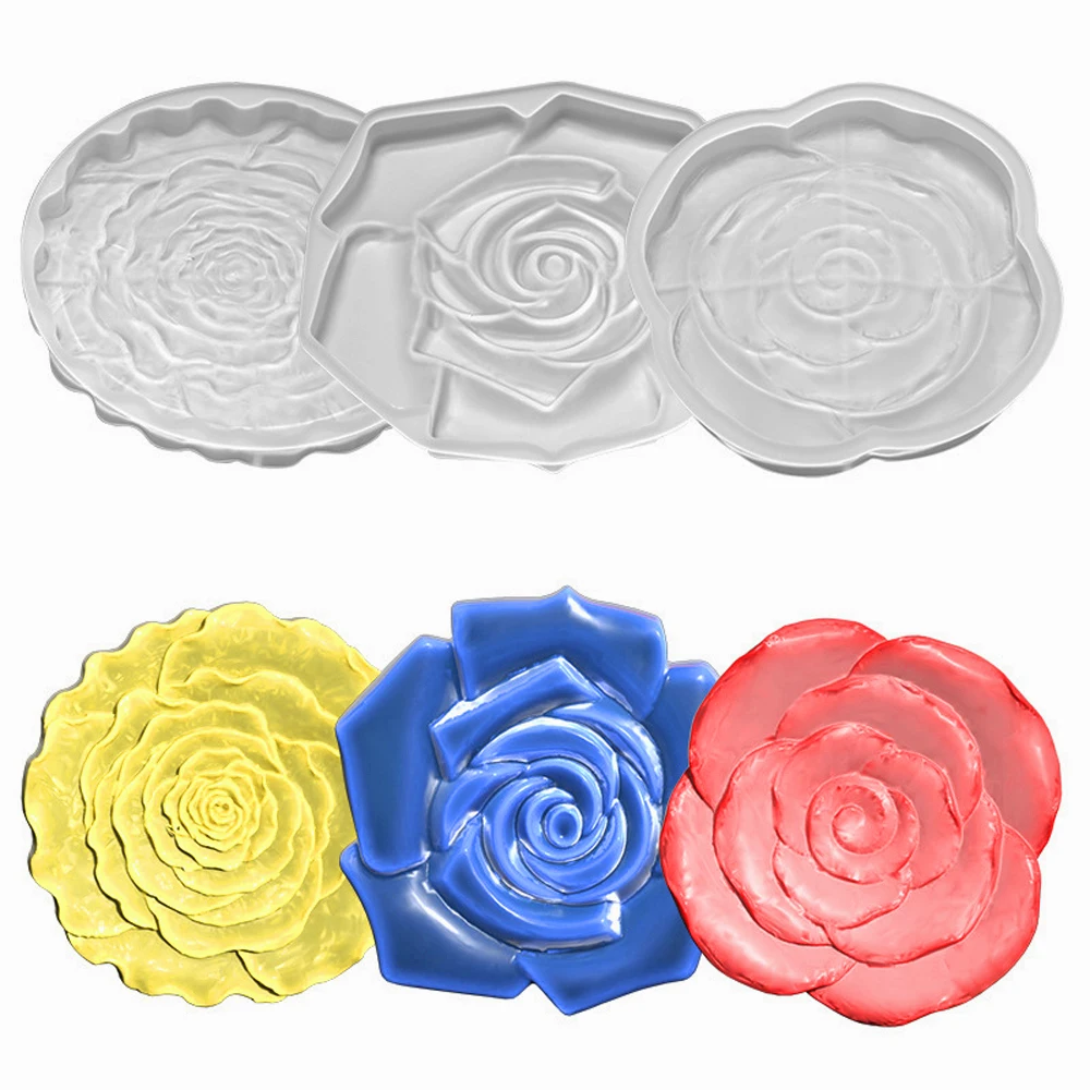 3-Style Rose Flower Silicone Mould for Chocolate Candy Fondant Cake Toppers Pastry Bread Baking Mold DIY Plaster Polymer