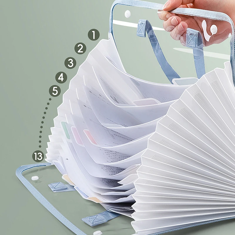 File Bag Portable Large Capacity Transparent Waterproof Hand-held Folder File Pocket Office Supplies Expandable File Storage Bag