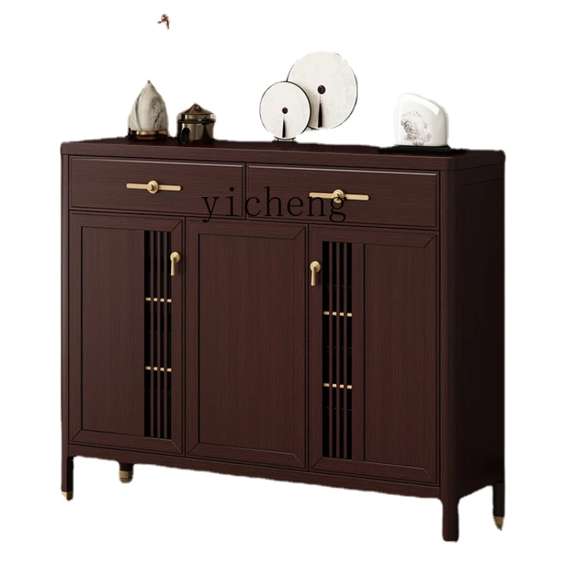 

Zc Solid Wood Shoe Cabinet New Chinese Style Door Home Living Room Entrance Home Entrance Cabinet Large Capacity Storage Cabinet