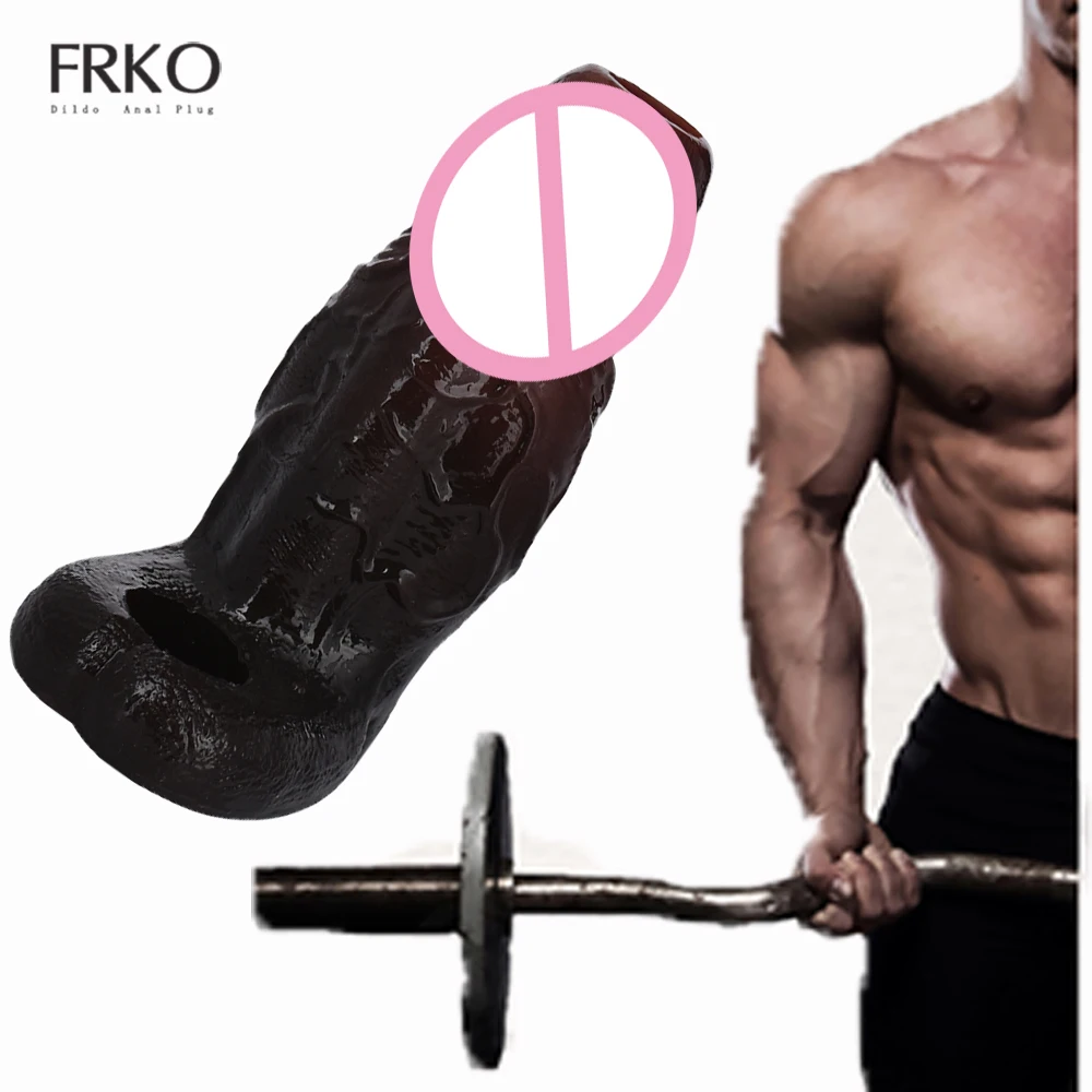 

FRKO Black Realistic Texture Penis Sleeve Open-ended Soft Silicone Dildo Enlargement Extender Reusable Cock Sheath Sex Toys Men