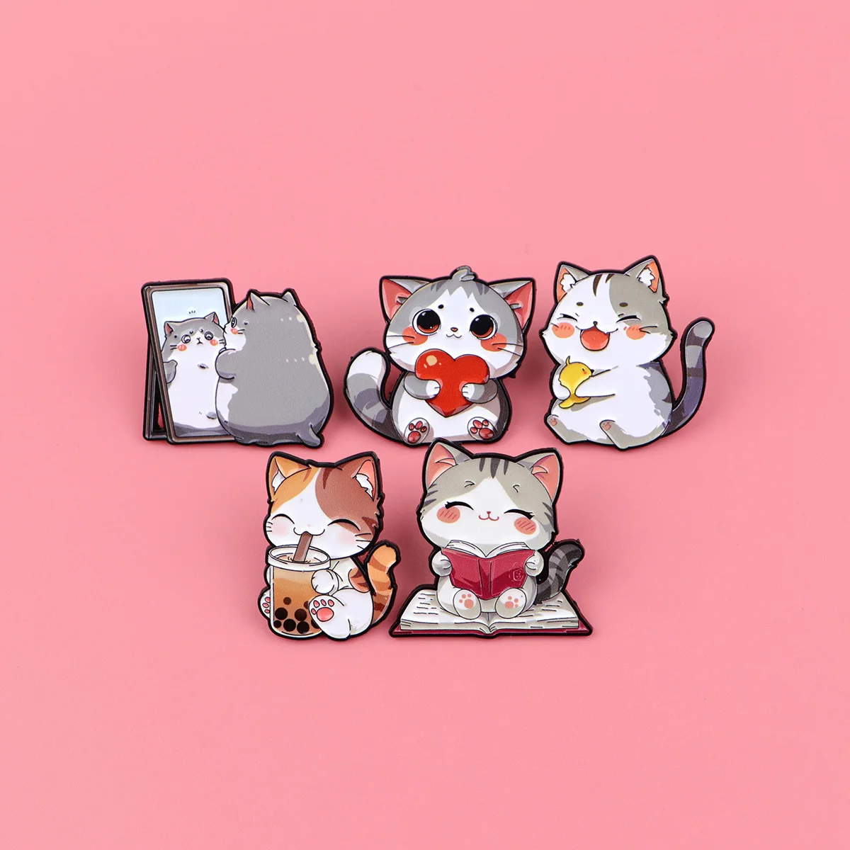 Cute Couple Cat Enamel Pins Metal Brooch for Clothes Lapel Pin Badge on Backpack Clothing Accessories Fashion Jewelry Gift image 4
