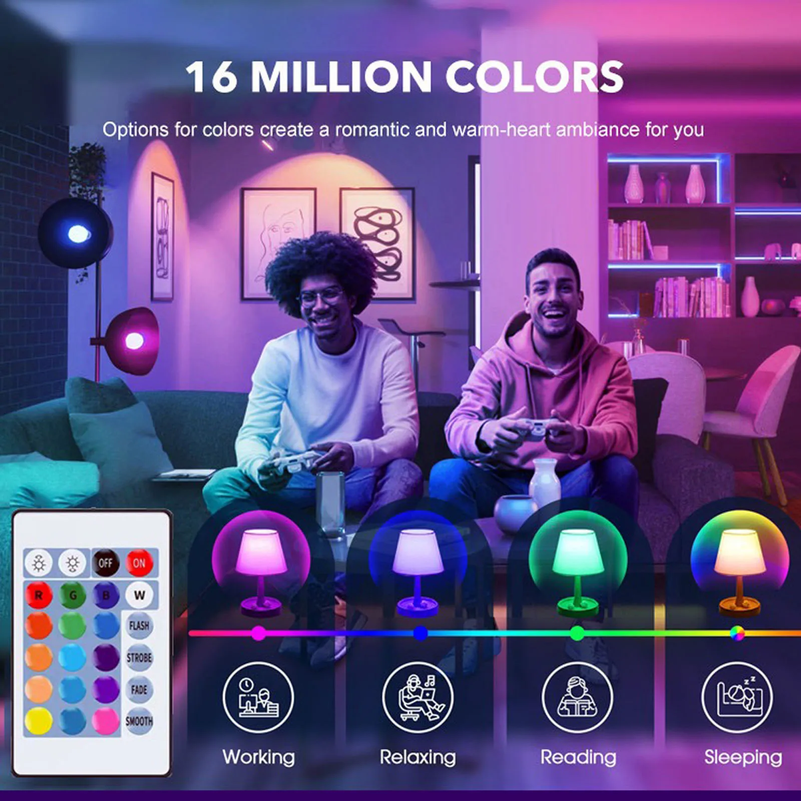 LED Intelligent Color Changing Remote Control Bulb Light with Memory LED Seven Color RGB Bulb Color Light Bulb